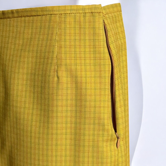 90s Gerani Italian Wool Skirt Suit Size M Saffron Yellow Retro Preppy Minimalist - Picture 8 of 13